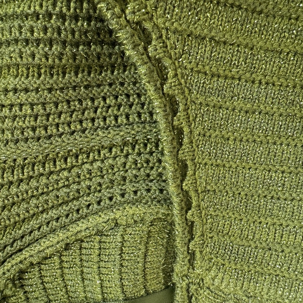 Torn by Ronny Kobo Madi Dress in metallic green sexy beach crochet midi sz m - Picture 4 of 15